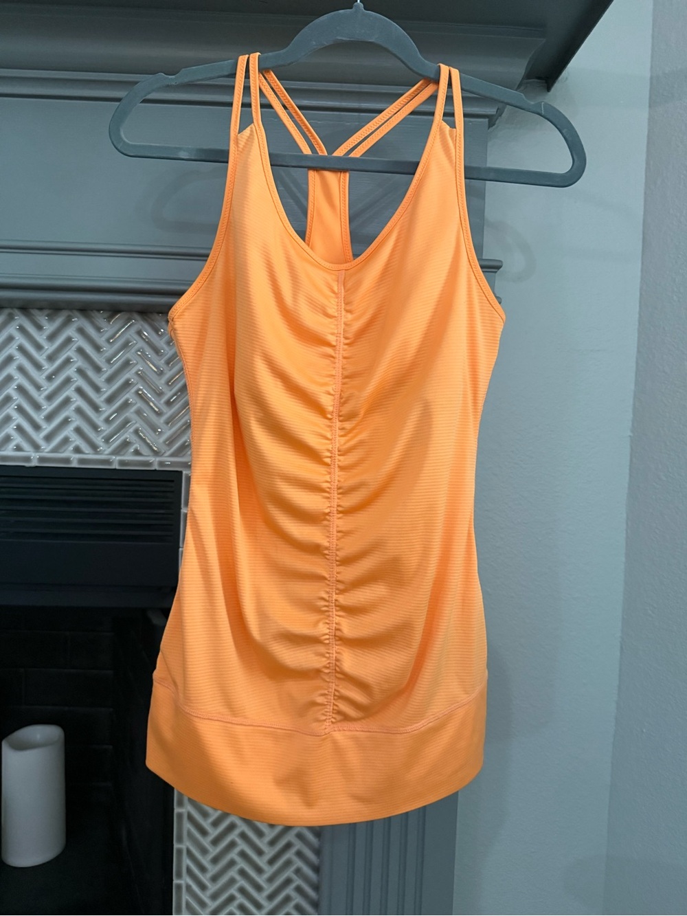 adidas Orange Ruched Racerback Tank Top